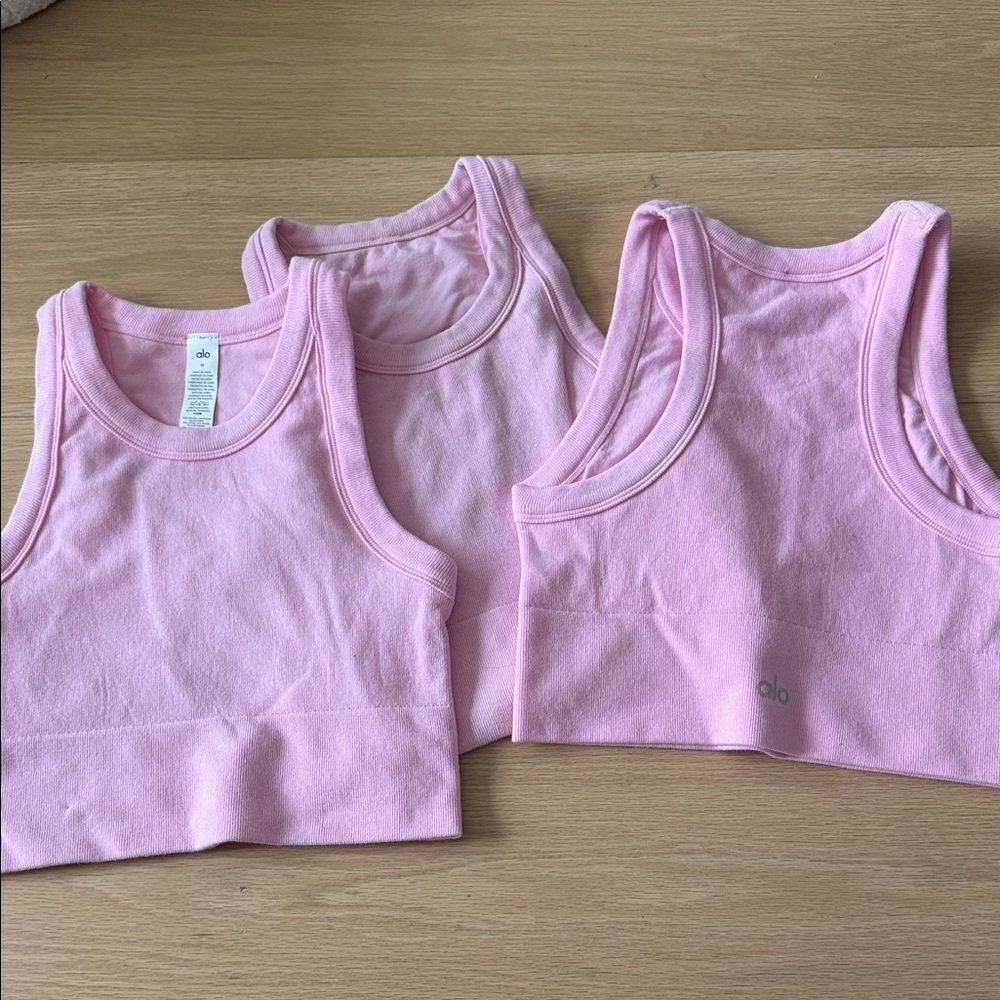 Alo Yoga Seamless Delight High Neck Bra Sweet Pink
